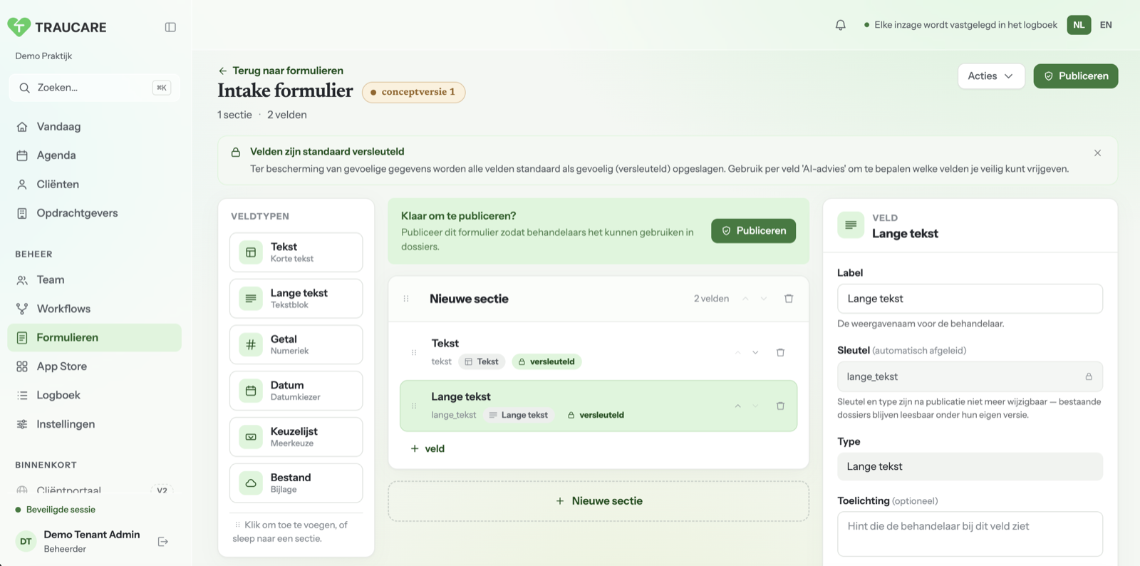 Formulierenoverzicht in Traucare