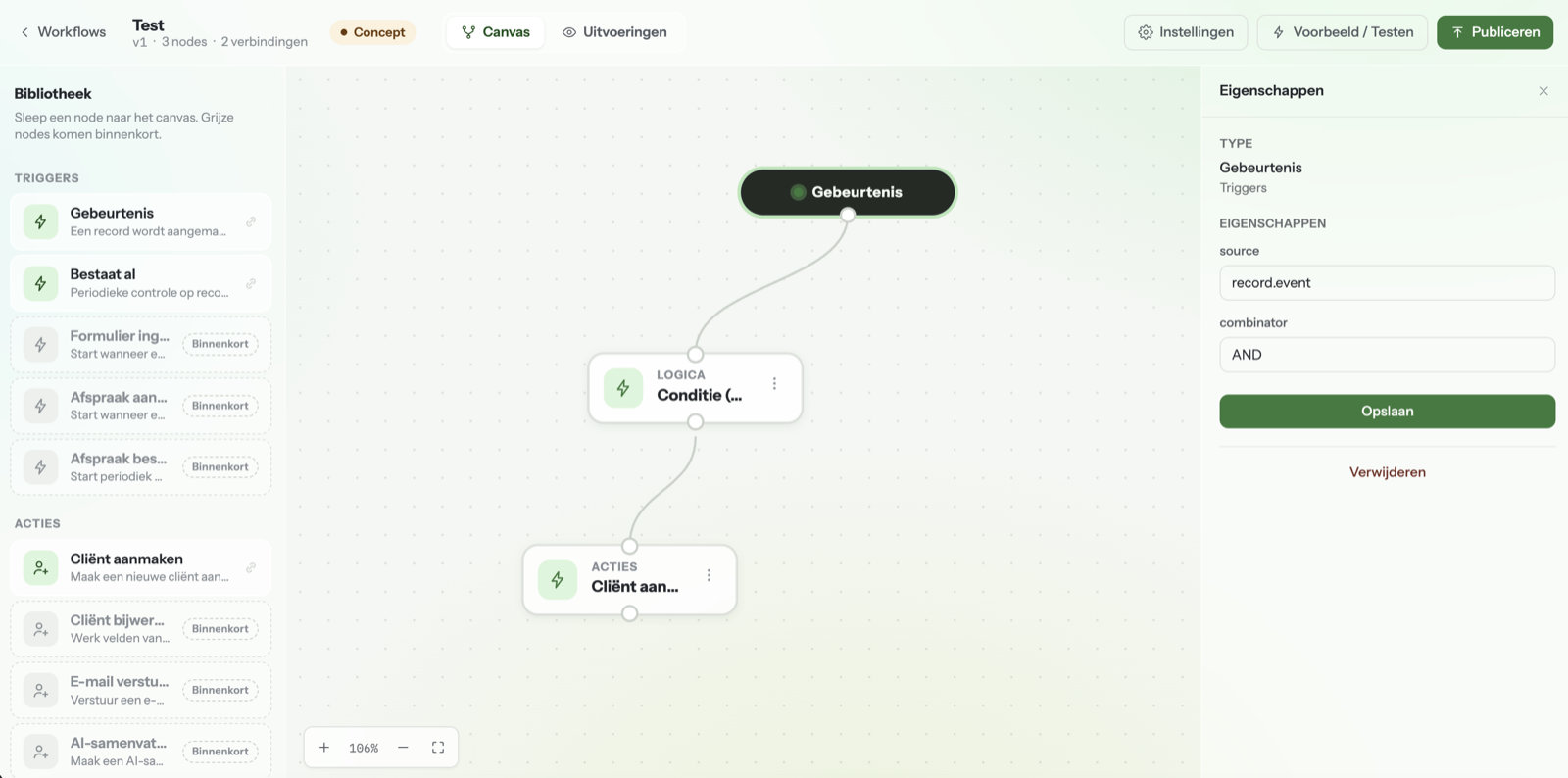Workflowoverzicht in Traucare
